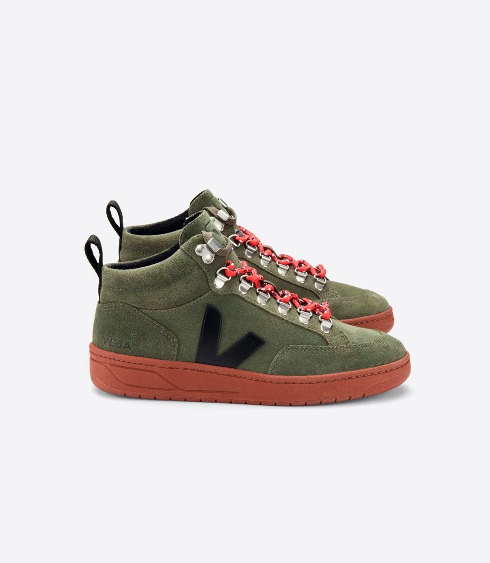 Veja Trainers Mens Olive/Black - Roraima Suede - LDZF-29563